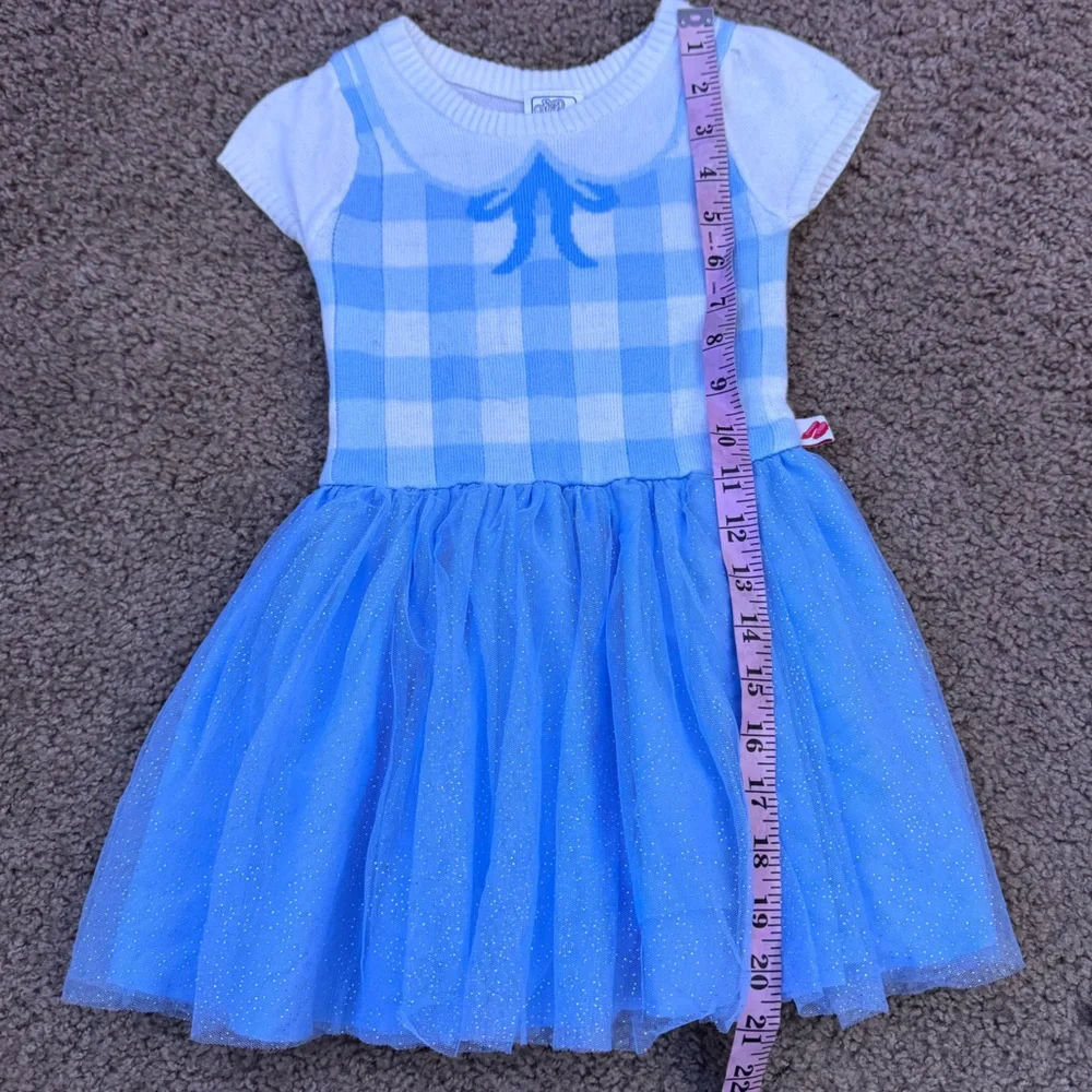 The Wizard of Oz Toddler Girl White Blue Gingham Dorothy Cosplay Sweater Dress